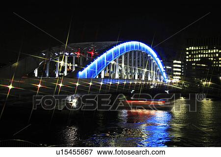 Stock Photo - Illuminated Eitai bridge at night, Chuo Ward, Tokyo, Honshu, Japan. Fotosearch