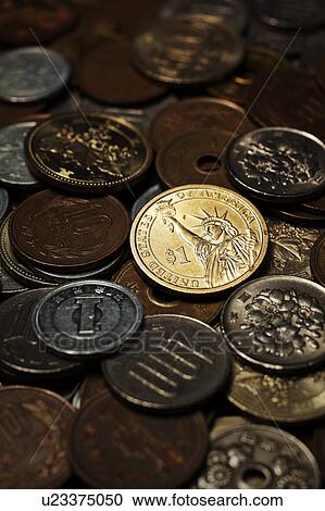 Japanese and US Coins View Large Photo Image Stock Image - Japanese and US Coins. Fotosearch