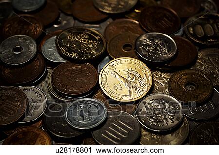 Japanese and US Coins View Large Photo Image Stock Image - Japanese and US Coins. Fotosearch