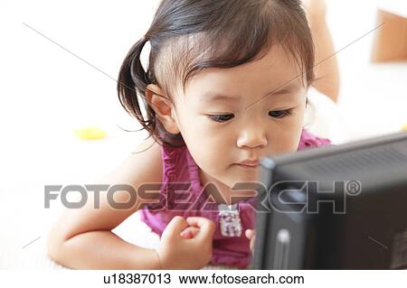 Japanese Baby Girl Watching TV View Large Photo Image Stock Image - Japanese Baby Girl Watching TV. Fotosearch