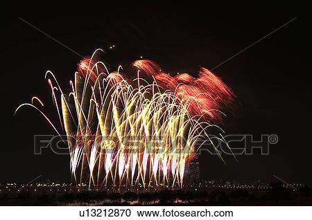 Stock Image - Katsushika Fireworks Festival. Fotosearch