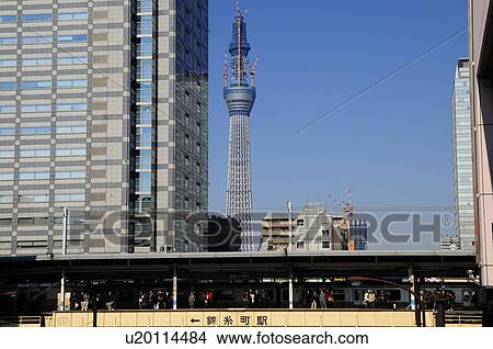 Picture - Kinshicho Station and Tokyo Skytree Tower. Fotosearch