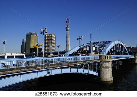 Stock Image - Komagata-bashi and Tokyo Skytree Tower. Fotosearch