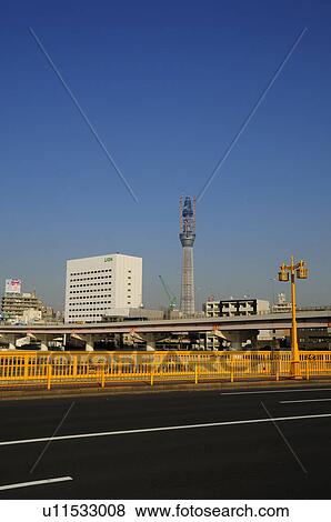 Stock Photo - Kuramae Bridge and Tokyo Skytree Tower. Fotosearch