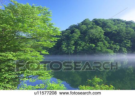 Stock Photo - Lake Juni (Twelve), Aomori Prefecture, Honshu, Japan. Fotosearch