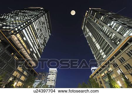 Marunouchi Skyscrapers at Dusk View Large Photo Image Picture - Marunouchi Skyscrapers at Dusk. Fotosearch