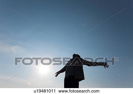 Mid Adult Man with Arms Outstretched View Large Photo Image Stock Image - Mid Adult Man with Arms Outstretched. Fotosearch