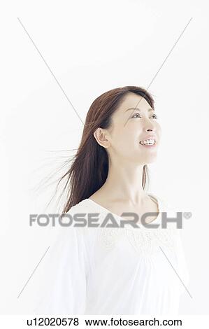 Mid Adult Woman in White View Large Photo Image Stock Photo - Mid Adult Woman in White. Fotosearch