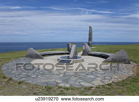 Stock Image - Monument of north latitude 40 degrees, Nyudozaki. Fotosearch