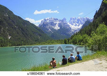 Stock Image - Mt. Cristallo and Lake Landro. Fotosearch