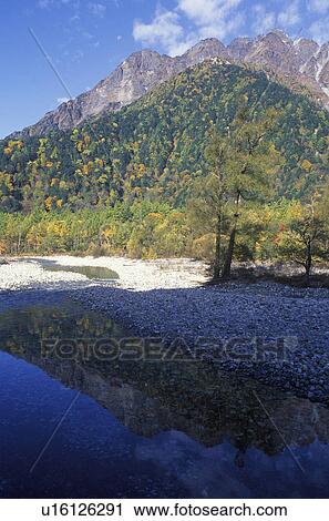 Stock Image - Myojin-dake and Azuma river. Fotosearch