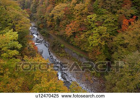 Stock Photography - Nakatsu river gorge, Fukushima Prefecture, Japan. Fotosearch