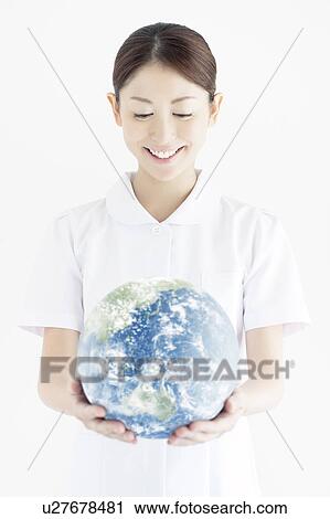 Nurse Holding Globe View Large Photo Image Stock Image - Nurse Holding Globe. Fotosearch