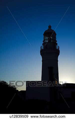Stock Photo - Omaezaki lighthouse at night, Shizuoka Prefecture, Honshu, Japan. Fotosearch
