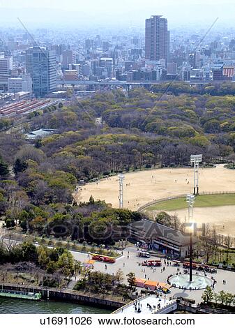 Stock Photograph - Osaka castle park, Osaka Prefecture, Honshu, Japan. Fotosearch