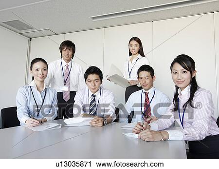 Stock Image - Portrait of Six Businesspeople. Fotosearch