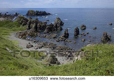 Stock Image - Rock Outcroppings at Sea of Japan. Fotosearch
