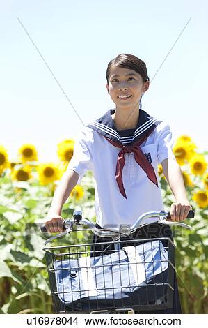Schoolgirl with Bicycle View Large Photo Image Picture - Schoolgirl with Bicycle. Fotosearch