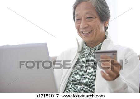 Senior Man Internet Shopping View Large Photo Image Stock Photo - Senior Man Internet Shopping. Fotosearch
