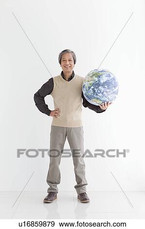 Senior Man with Globe View Large Photo Image Stock Photo - Senior Man with Globe. Fotosearch
