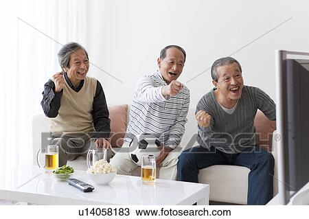 Senior Men Watching Soccer Match From TV View Large Photo Image Stock Image - Senior Men Watching Soccer Match From TV. Fotosearch