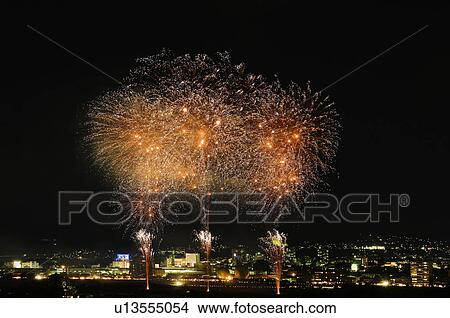 Shinshu Ueda Fireworks Festival View Large Photo Image Picture - Shinshu Ueda Fireworks Festival. Fotosearch