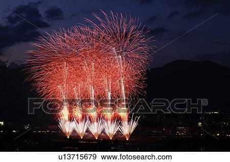 Stock Photo - Shinshu Ueda Fireworks Festival. Fotosearch