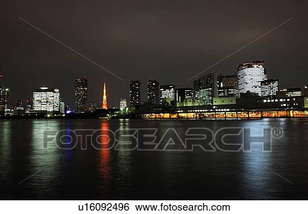 Skyline of Chuo ward at night, Tokyo, Honshu, Japan View Large Photo Image Stock Photograph - Skyline of Chuo ward at night, Tokyo, Honshu, Japan. Fotosearch