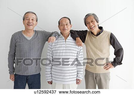 Three Cheerful Senior Men View Large Photo Image Stock Photo - Three Cheerful Senior Men. Fotosearch