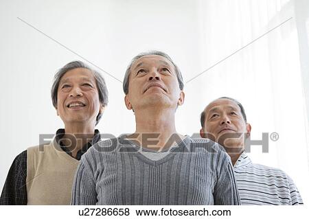 Three Cheerful Senior Men View Large Photo Image Stock Photo - Three Cheerful Senior Men. Fotosearch
