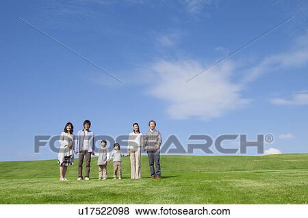 Three Generation Family in Field View Large Photo Image Stock Photo - Three Generation Family in Field. Fotosearch