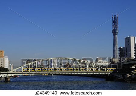 Tokyo Skytree Tower and Sobu Trainline View Large Photo Image Stock Image - Tokyo Skytree Tower and Sobu Trainline. Fotosearch