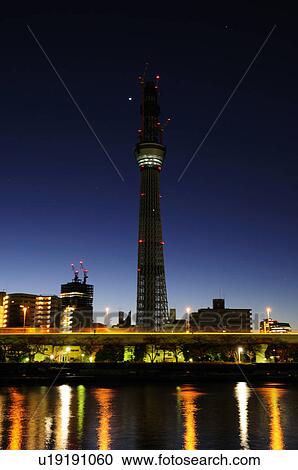 Tokyo Skytree Tower at Dawn View Large Photo Image Stock Image - Tokyo Skytree Tower at Dawn. Fotosearch
