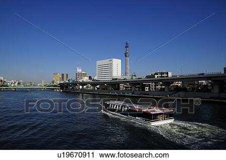 Tourboat and Tokyo Skytree Tower View Large Photo Image Stock Image - Tourboat and Tokyo Skytree Tower. Fotosearch