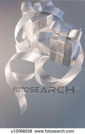 Stock Photo - Two Silver Gift Boxes. Fotosearch