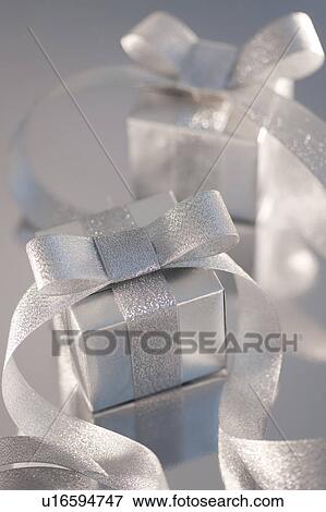 Two Silver Gift Boxes View Large Photo Image Stock Photo - Two Silver Gift Boxes. Fotosearch
