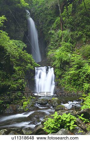 Stock Photo - Waterfall at Itajiki gorge, Yamanashi Prefecture, Honshu, Japan. Fotosearch