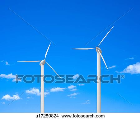 Windmills Against Blue Sky View Large Photo Image Picture - Windmills Against Blue Sky. Fotosearch