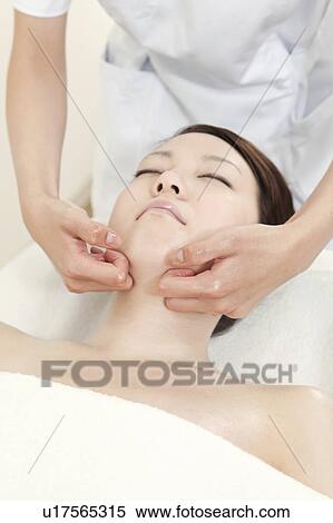 Stock Photography - Woman Receiving Head Massage. Fotosearch