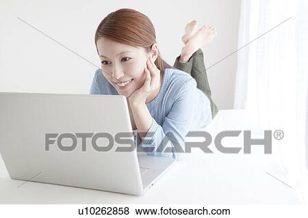 Woman Using Laptop View Large Photo Image Stock Photo - Woman Using Laptop. Fotosearch