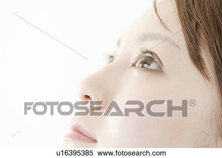 Young Woman Looking Up, Profile View Large Photo Image Stock Photography - Young Woman Looking Up, Profile. Fotosearch
