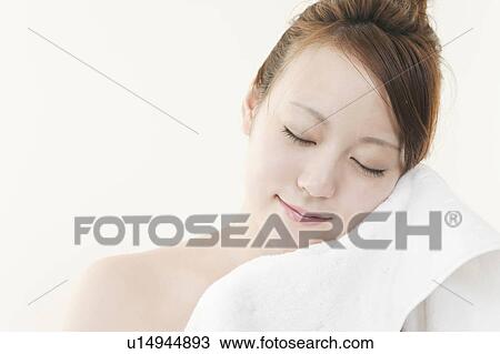 Young Woman with Towel View Large Photo Image Stock Image - Young Woman with Towel. Fotosearch