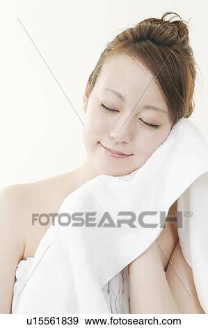 Stock Photo - Young Woman with Towel. Fotosearch