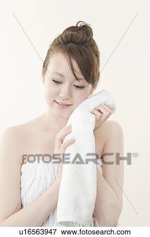 Young Woman with Towel View Large Photo Image Stock Photo - Young Woman with Towel. Fotosearch