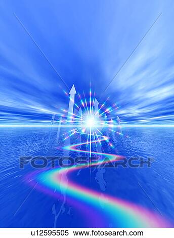 Stock Photography - Arrow Signs and Rainbow Light. Fotosearch