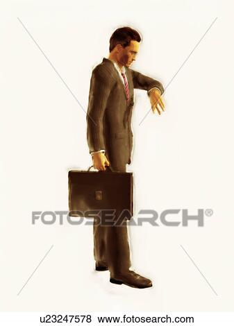 Businessman checking time View Large Photo Image Stock Photo - Businessman checking time. Fotosearch