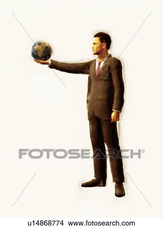 Businessman holding a globe View Large Photo Image Picture - Businessman holding a globe. Fotosearch