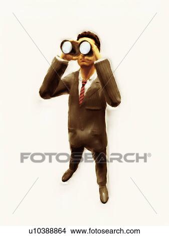 Businessman looking through a binocular View Large Photo Image Picture - Businessman looking through a binocular. Fotosearch