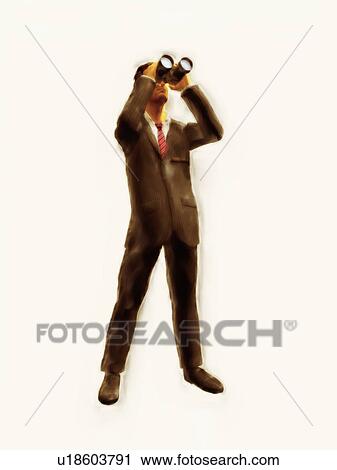 Businessman looking through a binocular View Large Photo Image Stock Image - Businessman looking through a binocular. Fotosearch