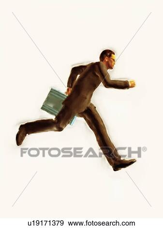 Stock Photo - Businessman running with briefcase. Fotosearch